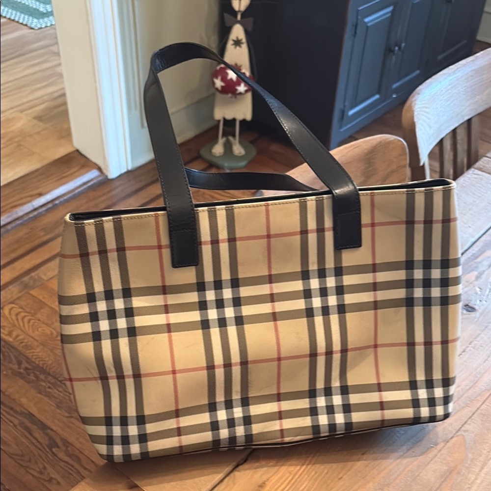 Burberry Beige and Black Checkered Women's Bag